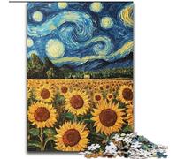 Van Gogh Sunflowers at Night Jigsaw Puzzles for Adults Teenagers Jigsaws Puzzle, Relax Games Is Ideal As A Gift for The Whole Family (26x38cm)