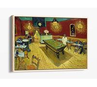 Van Gogh The Night Cafi Classic Canvas Floater Frame Print Picture Art - Light Oak Frame 18 inch wide x 12 inch high