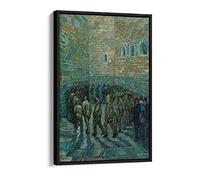 Van Gogh The Prison Court Classic Canvas Floater Frame Print Picture Art - Black Frame 16 inch wide x 24 inch high