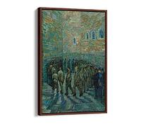 Van Gogh The Prison Court Classic Canvas Floater Frame Print Picture Art - Walnut Frame 20 inch wide x 30 inch high
