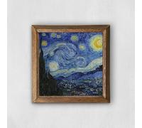Van Gogh The Starry Night Wall Art Wooden Framed Art For Living Room/Bedroom Spiritual Wall Decor Natural Stone Print Housewarming Gift