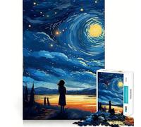 Van Gogh The Starry Sky 1000 Adult Pieces Jigsaw Puzzle Mind Challenge Toy Neat Cut Perfect Alignment Family Fun Night Activity (38x52cm)