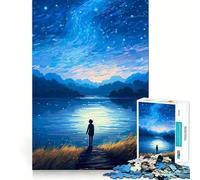 Van Gogh The Starry Sky 1000 Adult Pieces Jigsaw Puzzle Mind Challenge Toy Neat Cut Perfect Alignment Family Fun Night Activity (50x75cm)