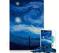 Van Gogh The Starry Sky Jigsaw Puzzle 1000 Think Boost Game Tight Lock No Loose Pieces Interactive Brain Challenge for Home (50x75cm)