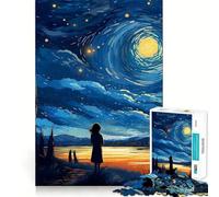 Van Gogh The Starry Sky Jigsaw Puzzles 1000 Mental Focus Game No Gap Tight Fitting Design Interactive Brain Challenge for Home (50x75cm)