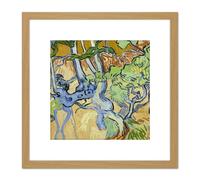 Van Gogh Tree Roots Painting 8X8 Inch Square Wooden Framed Wall Art Print Picture with Mount Artery8 Light Oak One Size
