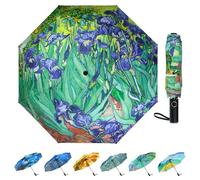 Van Gogh umbrella, Pretty Umbrellas for Women and men, Ladies Umbrellas for Rain, Automatic Folding Umbrellas Open Close (Irises)