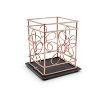 Van Gogh Fruit Bowl Utensil Holder Storage Basket Copper Metal Wire Slate Base in Rose Gold Van Gogh Rose Gold