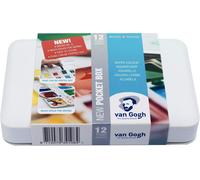 Royal Talens Van Gogh Watercolour Pocket Box - Basic Colours - 12 Half Pans