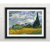 Van Gogh Wheat Field Cypresses Framed Wall Art Picture Print - A1 - Black Frame