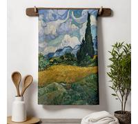 Van Gogh Wheat Field Tea Towel Impressionist Art Kitchen Decor Vintage Rustic Landscape Painting Dish Cloth Aesthetic Home Decor New Home Gift for Art Lovers Cottagecore Linen Farmhouse Accent X