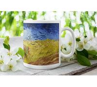 Van Gogh Wheatfield with Crows Mug - 11oz Ceramic Coffee Cup with Famous Vincent Van Gogh Painting - Fine Art Gift for Art Lovers & Coffee Enthusiasts - Classic Floral Landscape Design
