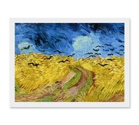 Van Gogh Wheatfield With Crows Painting Artwork Framed Wall Art Print A4 Artery8 White One Size