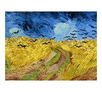 Van Gogh Wheatfield With Crows Painting Premium Wall Art Canvas Print 18X24 Inch