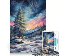 Van Gogh Winter Landscape Jigsaw Puzzle 1000 Pieces Mental Focus Game Precision Cut Smooth Edges Absorbing Activity for Quiet Nights (50x75cm)