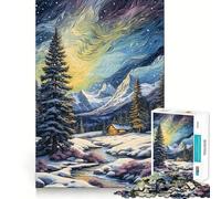 Van Gogh Winter Landscape Jigsaw Puzzles 1000 Mental Focus Game Precision Cut Smooth Edges Meaningful Connection Building Game (38x26cm)