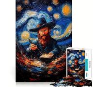 Van Gogh Wizardry Starry Night Adults 1000 Pieces Puzzle Mental Fun Game Advanced Laser Cutting Tech Amusing Challenge for Waiting Time (38x26cm)