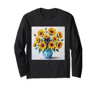 Van Gogh's Black Cat Among Sunflowers Funny Art Painting Long Sleeve T-Shirt