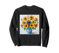 Van Gogh's Black Cat Among Sunflowers Funny Art Painting Sweatshirt