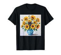 Van Gogh's Black Cat Among Sunflowers Funny Art Painting T-Shirt