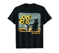 Van Gogh's Cat Black Cat Sunflowers Funny Painting Art Humor T-Shirt
