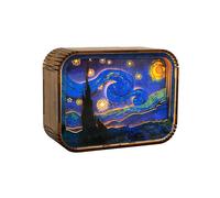 (Van gogh's starry sky, Charging Touch-Bluetooth Speaker Model) Creative gifts home decoration desktop ornaments travel commemorative gifts bedroom bedside atmosphere night light wood carving lamp
