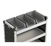 Van Guard 3X Plastic Storage Bins And Pre-Cut Rubber Shelf Matting For 750mm Trade Van Racking Shelving