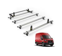 Van Guard Roof Rack for Ford Transit 2014+ 4 Aluminium Roof Bars, Rear Ladder Roller with Loadstops [Only suitable for L3H3] - UltiBar Plus - VG310-4/VGR-06