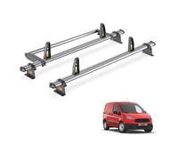 Van Guard Ford Transit Courier 2014-2024 Roof Rack 2 Steel Roof Bars Rear Ladder Roller Loadstops Ultibar Trade Vg313-2/vgr-04