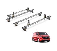Van Guard Ford Transit Custom (2024+) Roof Rack 3 Steel Roof Bars, Roller & Loadstops - Ulti Bar Trade - Sb348-3-L2/vgr-09/vgls-9