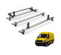 Van Guard Roof Rack for Mercedes Sprinter 2006-2018 3 Aluminium Roof Bars, Rear Ladder Roller with Loadstops [Note: Only Suitable for High Roof (H2) Models.] - UltiBar Plus - VG236-3/VGR-06