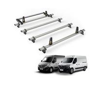 Van Guard Roof Rack for Renault Master 2010+ 4 Aluminium Roof Bars, Rear Ladder Roller with Loadstops - UltiBar Plus - VG286-4/VGR-03
