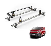 Van Guard Roof Rack for Citroen Dispatch 2016+ 2 Aluminium Roof Bars, Rear Ladder Roller with Loadstops [Note: Only Suitable for 'M' Wheelbase Models with Twin Rear Doors.] - UltiBar Plus