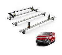 Van Guard Roof Rack for Citroen Dispatch 2016+ 3 Aluminium Roof Bars, Rear Ladder Roller with Loadstops [Note: Only Suitable for 'M' Wheelbase Models with Twin Rear Doors.] - UltiBar Plus