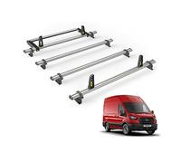 Van Guard Roof Rack for Ford Transit 2014+ 4 Aluminium Roof Bars, Rear Ladder Roller with Loadstops [Only suitable for L3H3] - UltiBar Plus - VG310-4/VGR-06