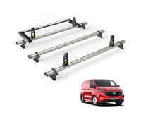 Van Guard Roof Rack for Ford Transit Custom 2024+ 3 Aluminium Roof Bars, Rear Ladder Roller with Loadstops [Only Suitable for Long (L2) Models with Barn Doors] - UltiBar Plus - VG348-3-L2/VGR-09
