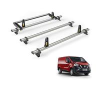 Van Guard Roof Rack for Nissan Primastar 2002-2015 3 Aluminium Roof Bars, Rear Ladder Roller with Loadstops [Note: Only Suitable for Standard Roof Models with Twin Rear Doors.] - UltiBar Plus
