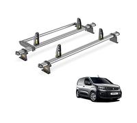 Van Guard Roof Rack for Peugeot Partner (2018+) 2 Steel Roof Bars, Loadstops & Rear Ladder Roller [Only Suitable for Standard (L1) Wheelbase Models] - UltiBar Trade - SB338-2/VGR-03