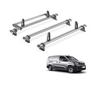 Van Guard Roof Rack for Peugeot Partner (2018+) 3 Steel Roof Bars, Loadstops & Rear Ladder Roller [Only Suitable for Long (l2) Wheelbase Models with Twin Rear Doors] - UltiBar Trade - SB338-3/VGR-31