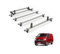 Van Guard Roof Rack for VW Transporter 2015-2022 4 Aluminium Roof Bars, Rear Ladder Roller with Loadstops [Note: Only Suitable for Standard Roof Models with Twin Rear Doors.] - UltiBar Plus