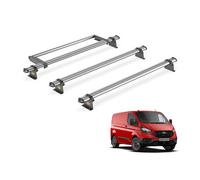 Van Guard Trade Roof Rack for Ford Transit Custom (2013-2024 GEN1) 3 Steel Roof Bars & Rear Ladder Roller [Only Suitable for Standard Roof Models with Rear Tailgate] - UltiBar Trade - SB304-3/VGR-10