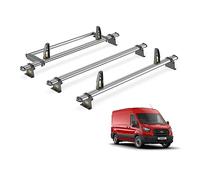 Van Guard Trade Roof Rack for Ford Transit MK8 (2014+) 3 Steel Roof Bars, Loadstops & Rear Ladder Roller [Only Suitable for Long Wheelbase, Medium Roof (L3H2) Models] - UltiBar Trade - SB310-3/VGR-06