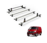 Van Guard Vw Transporter (2015-2022) Roof Rack 4 Aluminium Roof Bars, Rear Ladder Roller With Loadstops - Ultibar Plus