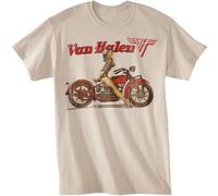 Van Halen Biker Pin Up T Shirt Mens Licensed Rock N Roll Music Retro Tee Sand