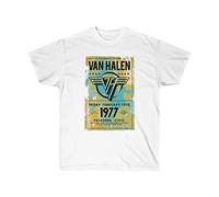 Van Halen Tour Pasadena 1977 Official Tee T-Shirt Mens Unisex (Medium) White
