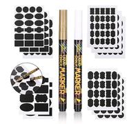 Van Henry Blackboard Labels Pack of 211 - Decorative Black Stickers with 2 Chalk Pens - Perfect for Labelling Jars and More
