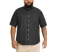 Van Heusen Men's Big and Tall Wrinkle Free Short Sleeve Button Down Shirt, No-Tuck Length, Comfortable Stretch Fabric, Black, XXL