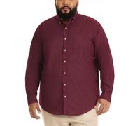 Van Heusen Men's Big and Tall Wrinkle Free Short Sleeve Button Down Shirt, No-Tuck Length, Comfortable Stretch Fabric, Port Red, 4XL