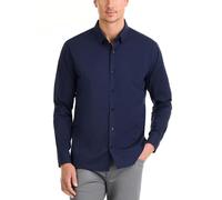 Van Heusen Men's Classic Fit Stain Shield Never Tuck Stretch Button Down Shirt, Black Iris Solid, XL