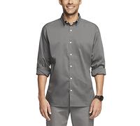 Van Heusen Men's Classic Fit Stain Shield Never Tuck Stretch Button Down Shirt, Iron Gate Solid, Medium